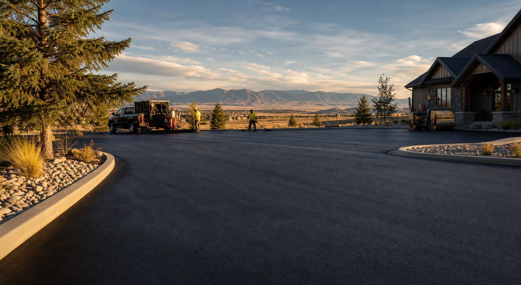 Fresh blacktop sealcoating in Eastern Idaho